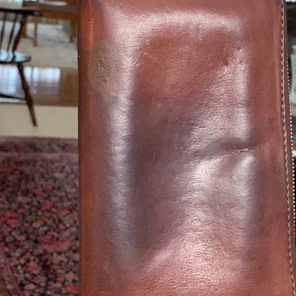 HAMMITT ZIPPER CLUTCH -loved and well aged… Still smells NEW! small repair. - Picture 8 of 9